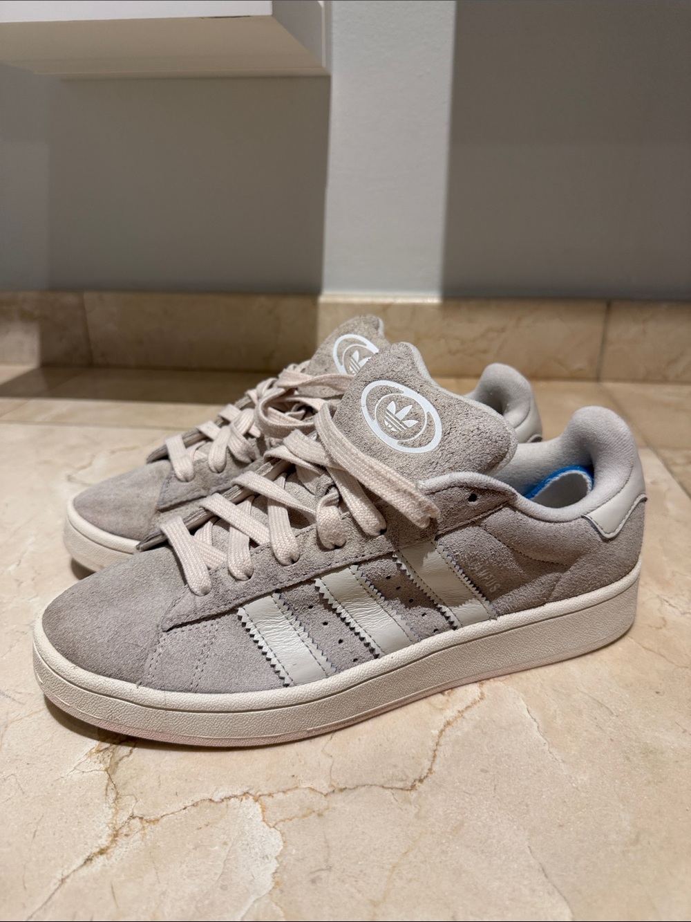 adidas Men’s Suede Low-Top Sneakers in Light Beige